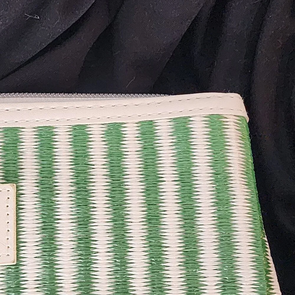 Mario Badescu Green and White Poly Striped Fully Lined Italian Design Makeup Bag - Picture 7 of 16